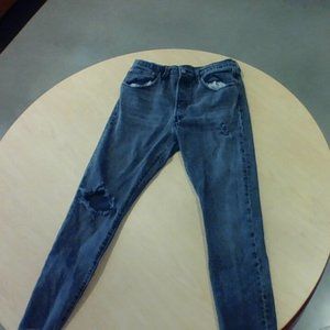 Levi 501 gray slightly distressed jean w 28" leg length 36"